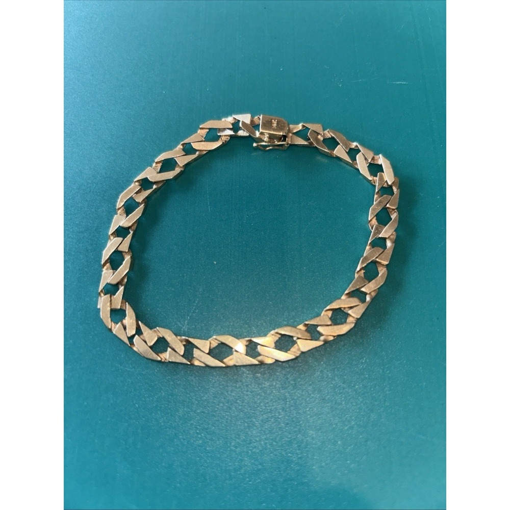 Gold 14k Vintage Men's Curb Link Bracelet‎